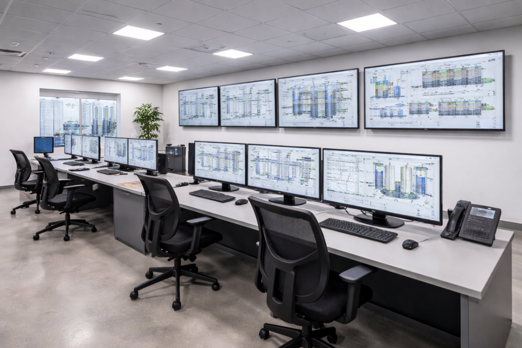 산업 시설의 현대적 제어실 이미지