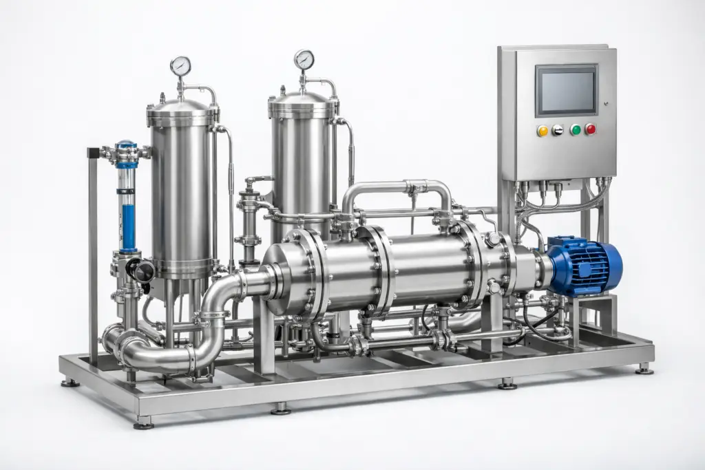 스테인리스 수처리 스키드와 캐비테이션 장치 콘셉트 이미지