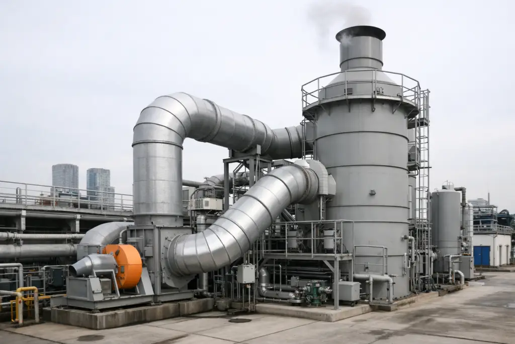 폐수처리시설의 습식 스크러버시스템 이미지