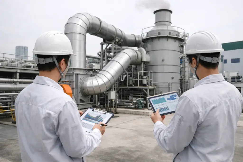 하수처리시설 작업중인 엔지니어 이미지